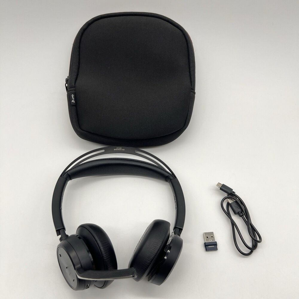 Poly Voyager Focus 2 Wireless Headset w/Charger, Case, USB Dongle - Plantronics